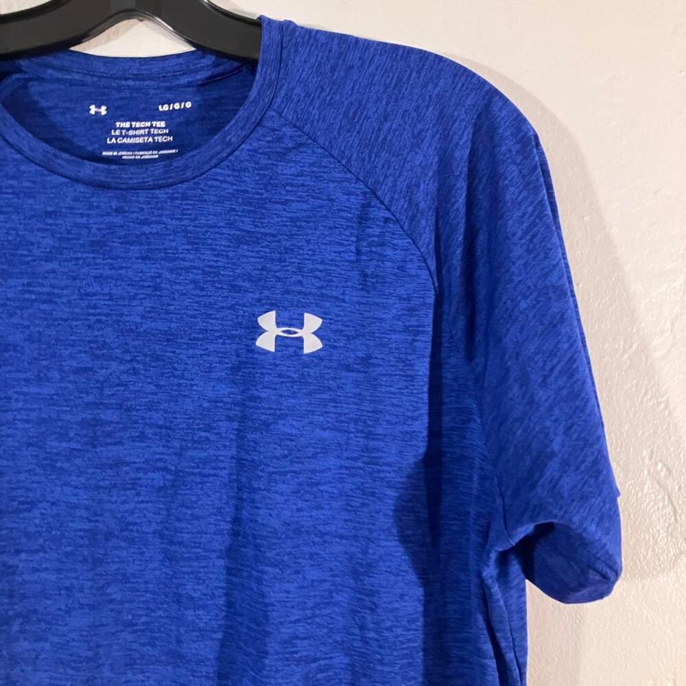 Under Armour Blue Heather The Tech Tee Fitness Workout Shirt - Picture 2 of 4